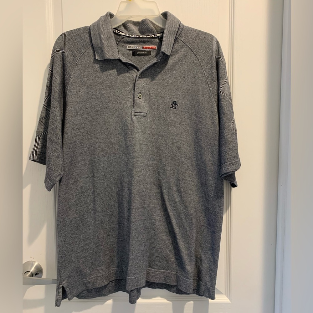 Grand Slam Large Pima Cotton Polo Gray Business Casual Golf Short Sleeve